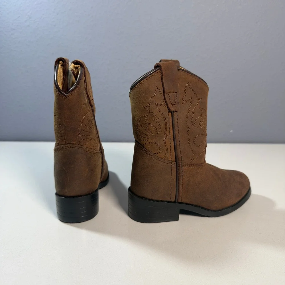 Masterson Boot Co. Western Leather Cowboy Boots Kids Size 5 Brown Stitched